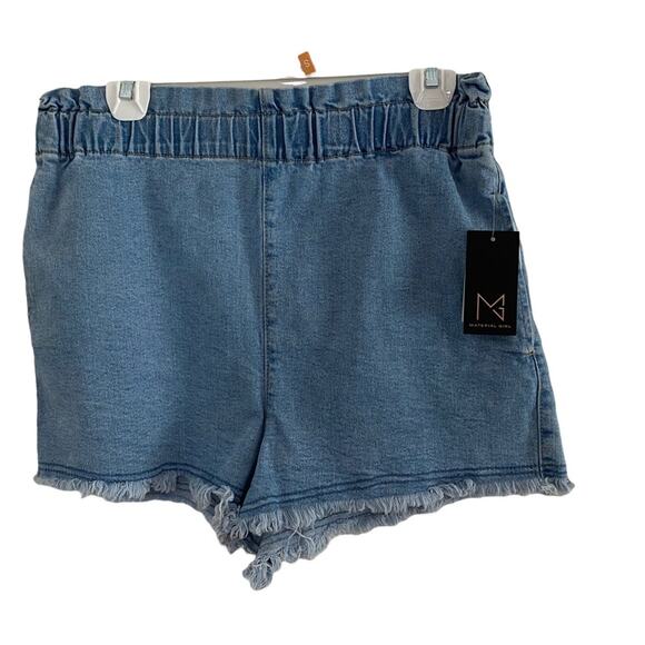 MATERIAL GIRL cut off jean shorts HIGH RISE Frey hem NWT Juniors XL - Picture 1 of 4